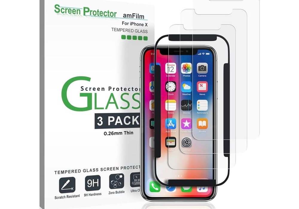 amFilm (3-Pack iPhone XS/X Screen Protector, 0.26mm 9H Tempered Glass Screen Pro